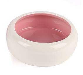 Tvåfärgad kattskål i keramik - Rosa