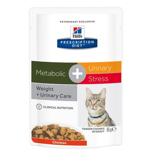 Hill's Prescription Diet Feline Metabolic + Urinary Stress Weight + Urinary Care Chicken 12x85 g