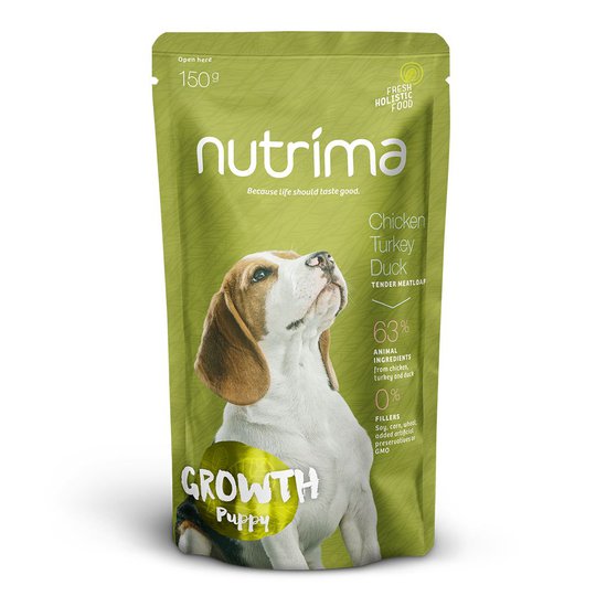 Nutrima Growth Puppy Kyckling, Kalkon & Anka 6 x 150 g