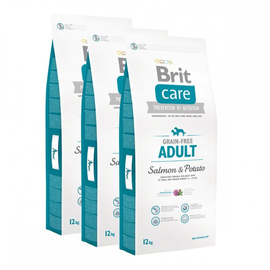 Brit Care Dog Adult Grain Free Salmon & Potato 3x12 kg