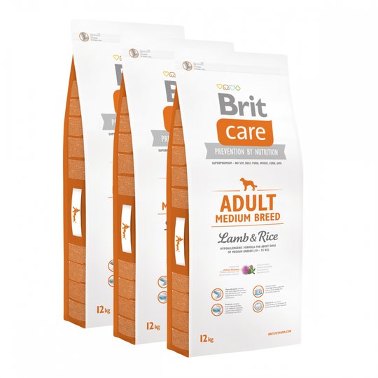 Brit Care Dog Adult Medium Breed Lamb & Rice 3x12 kg