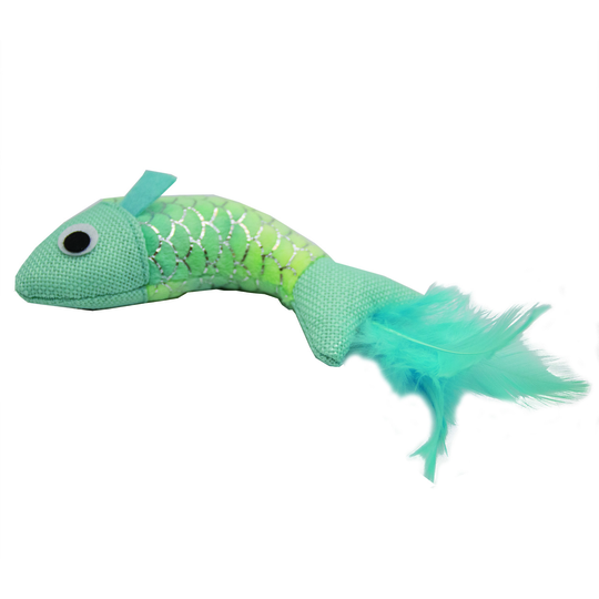 Fiskfjällsmönstrad Fisk med små fjädrar - Grön/Silver