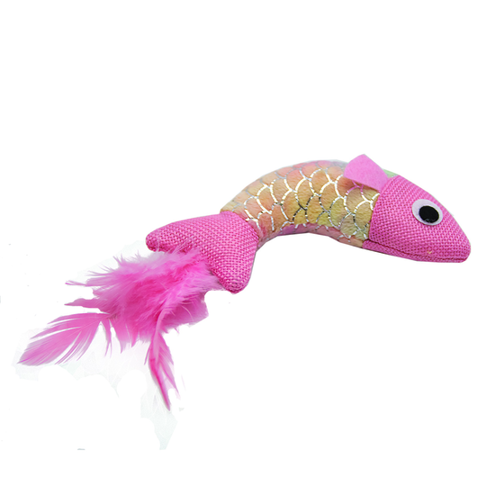 Fiskfjällsmönstrad Fisk med små fjädrar - Rosa/Silver