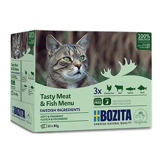 Multibox Kött & Fisk för katt - 12 x 85 g