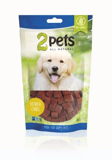 Ostrich Cubes hundgodis - Small