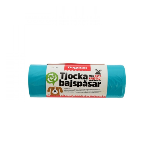 Dogman Tjocka Bajspåsar med Handtag 50-pack (Turkos)