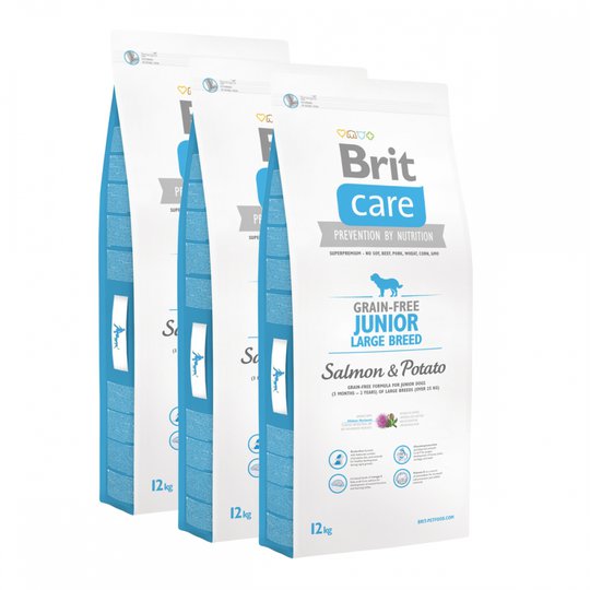 Brit Care Dog Junior Grain Free Large Breed Salmon & Potato 3x12 kg