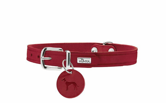 Aalborg Halsband i Oxläder - Röd / 32 cm