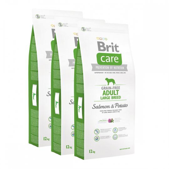 Brit Care Dog Adult Grain Free Large Breed Salmon & Potato 3x12 kg