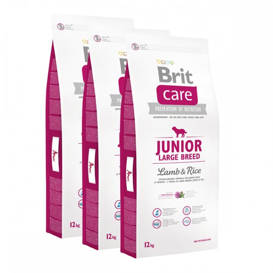 Brit Care Dog Junior Large Breed Lamb & Rice 3x12 kg