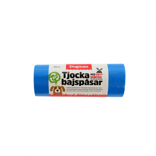 Dogman Tjocka Bajspåsar med Handtag 50-pack (Blå)