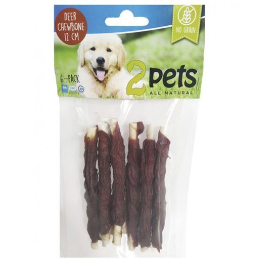 2pets Tuggpinne med Hjort 12 cm (6-pack)