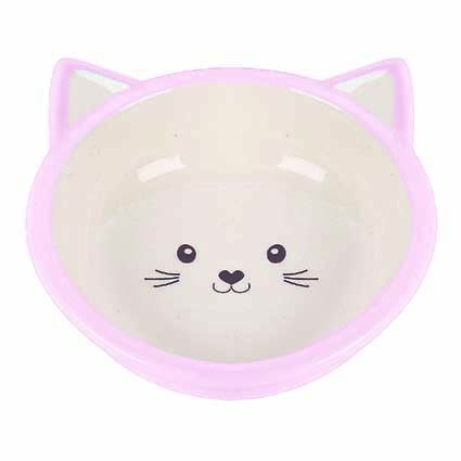 Kattskål i keramik - Rosa