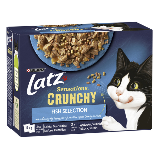 Sensations Crunchy Fish Selection Våtfoder I Gelé till Katt - 10 x 85 g + topping