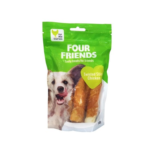FourFriends Dog Twisted Stick Chicken 12,5 cm (4 pack)