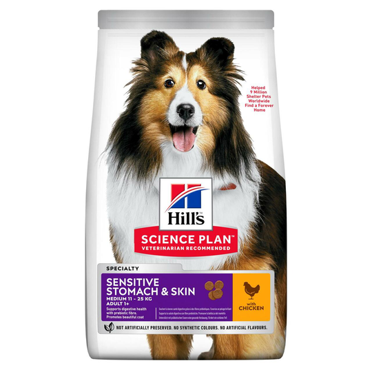 Adult Sensitive Stomach & Skin Medium torrfoder med kyckling - 2,5 kg