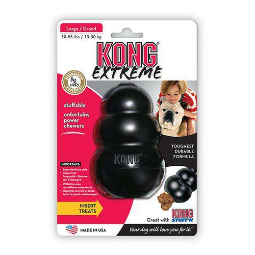 Kong Extreme Svart Gummileksak - L